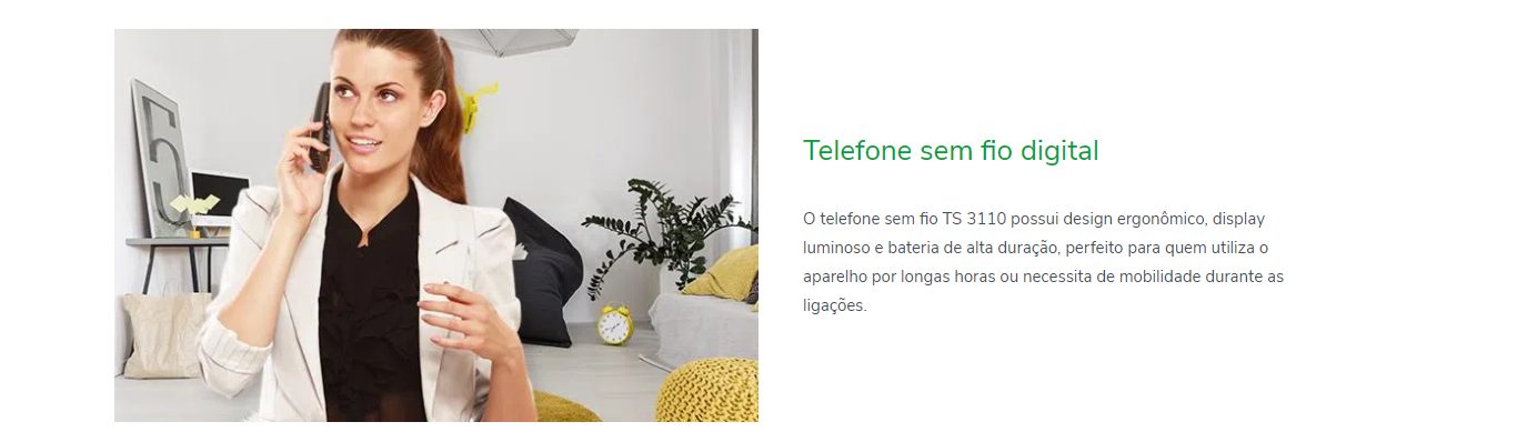  Telefone Sem Fio Intelbras TS 3110 Preto 